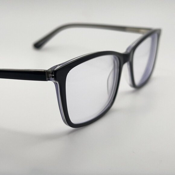 MP 20213 BK/CR Eyeglass Frames Rectangular Full Black Crystal Clear 58-19-150 - Picture 2 of 10